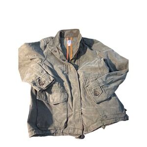 JCP Olive Green Utility Field Jacket Womens Small Cotton Lyocell Military Anorak